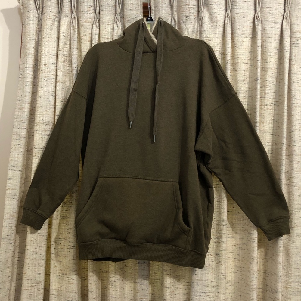 Aerie Faux Fur Lined Hood Oversized Sweatshirt Hoodie